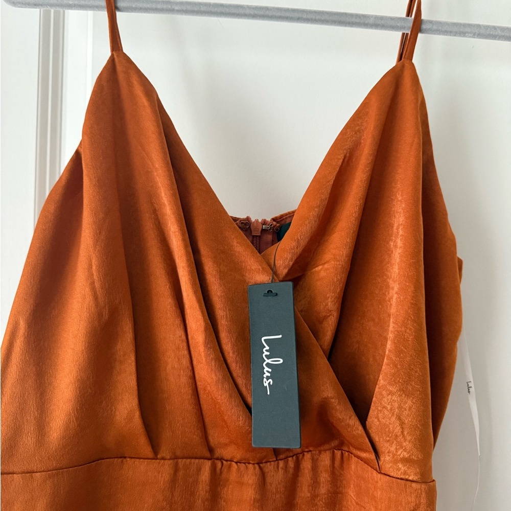 Lulu's One Shoulder Rust Dress - Picture 5 of 7